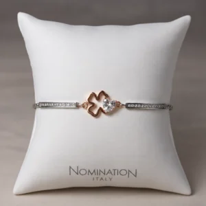 Pulsera de acero ajustable con Trébol y circonitas Nomination