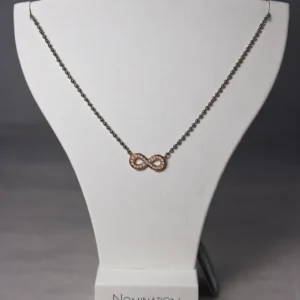 Cadena de acero con colgante Infinito bronce y circonitas Nomination (40 cm)