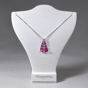 Cadena de plata con colgante de circonitas rosas Nomination (40 cm máx.)