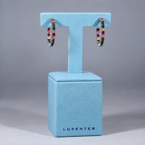 Pendientes de plata Ttpo Argolla Luxenter con circonitas multicolores