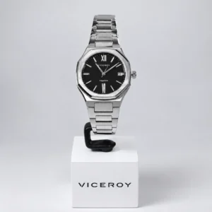 Reloj de acero para mujer Viceroy Sapphire con esfera negra y fechador (100 m)