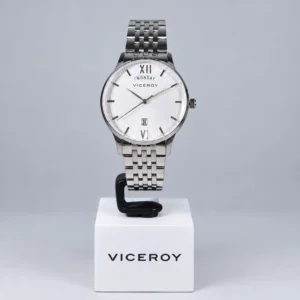 Reloj de acero para mujer Viceroy con esfera guilloché, día y fecha (50 m)