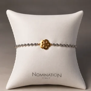 Pulsera de acero con flor dorada y circonita Nomination (18 cm)