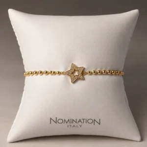Pulsera dorada de acero con estrella y circonitas Nomination (18 cm)